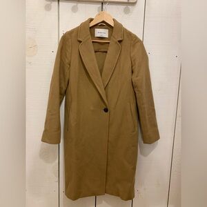 Babaton Camel Single-Button Wool-Blend Trench Coat